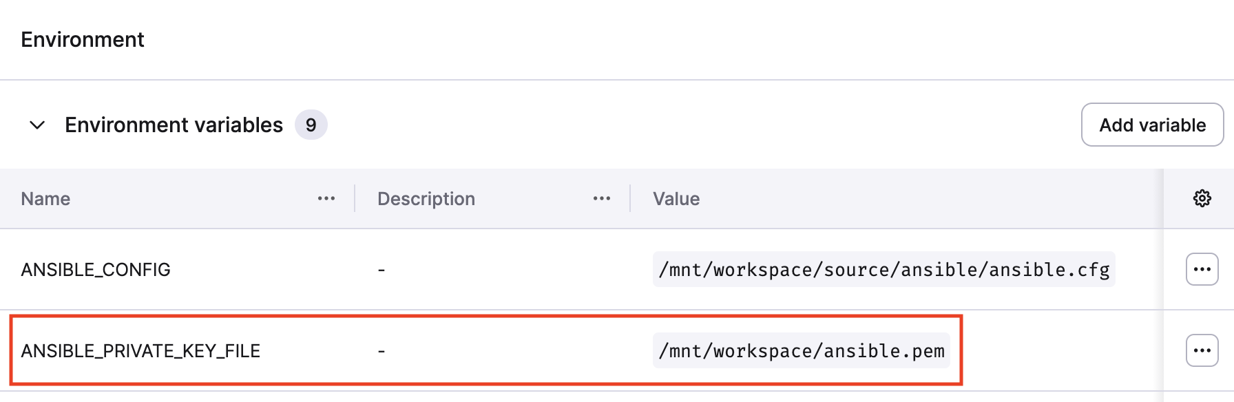 Ansible stack environment with an SSH config