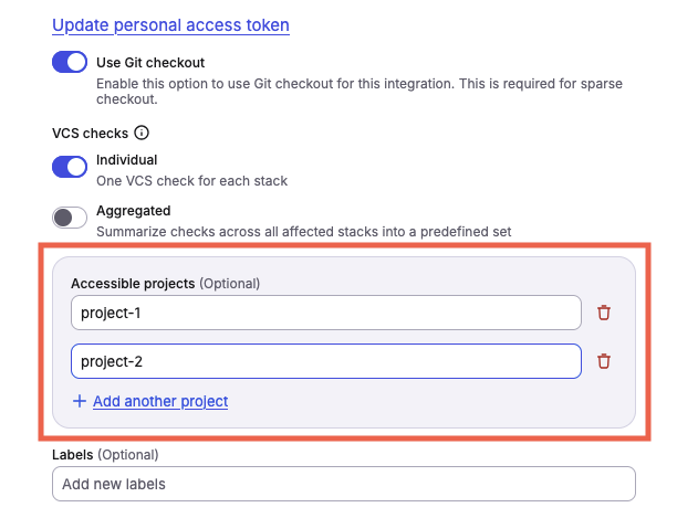 Accessible projects setting in Azure DevOps integration