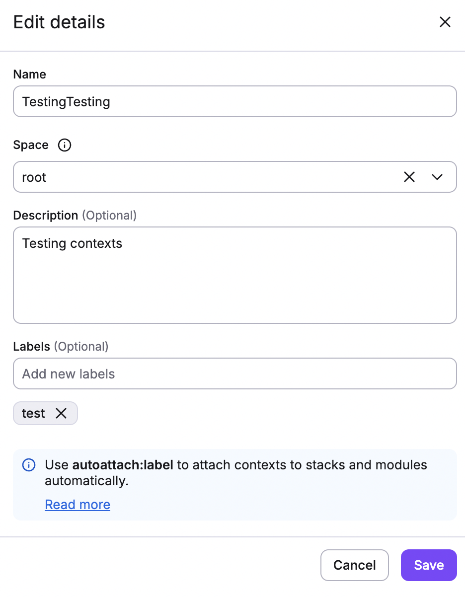 Edit context details