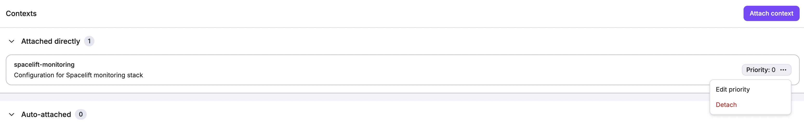 Edit priority or detach context