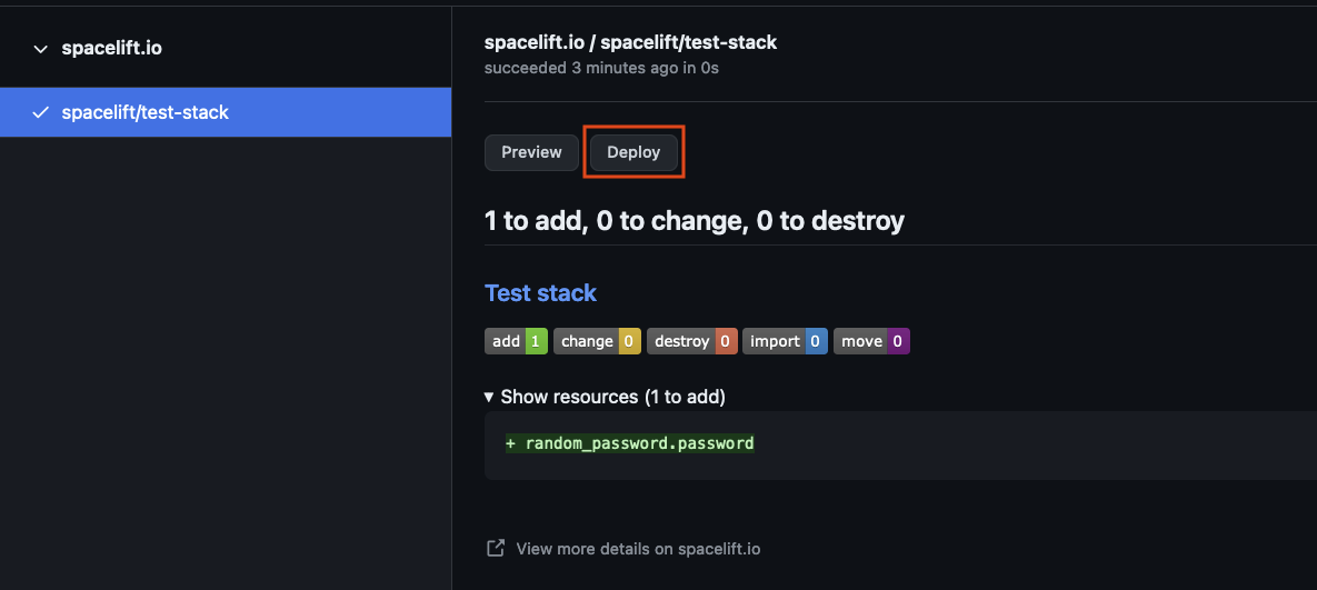 Promote a run from a GitHub Pull Request using the Deploy button.
