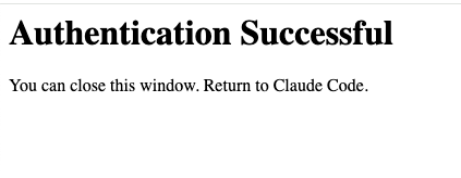 Claude Code: Successful authentication callback