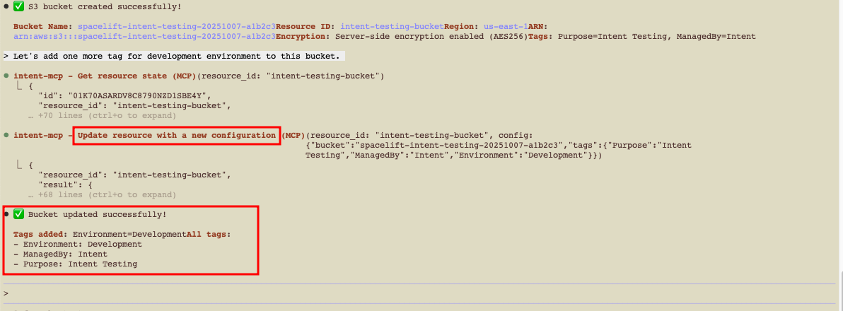 S3 bucket update prompts