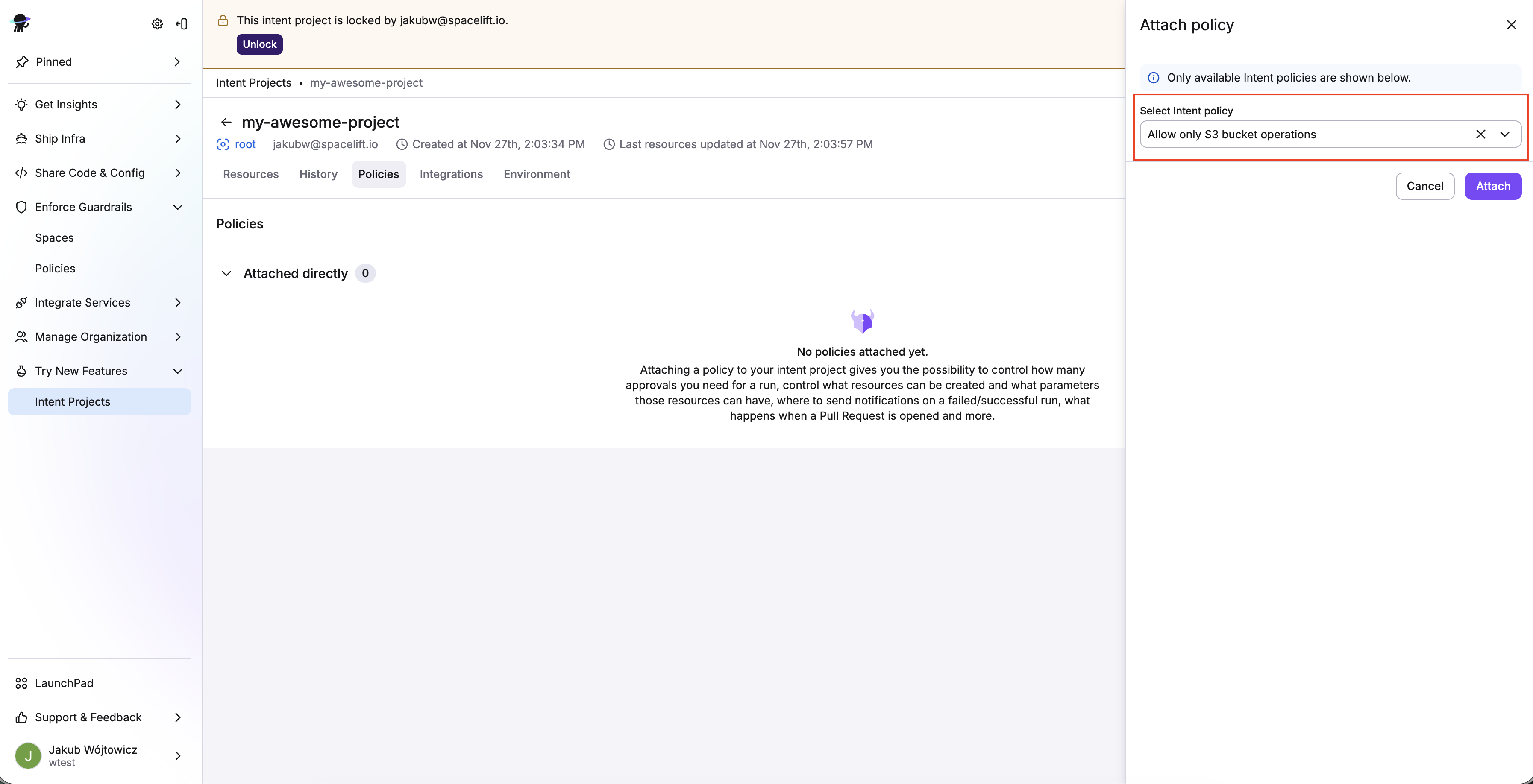 Spacelift UI: Finding the right policy