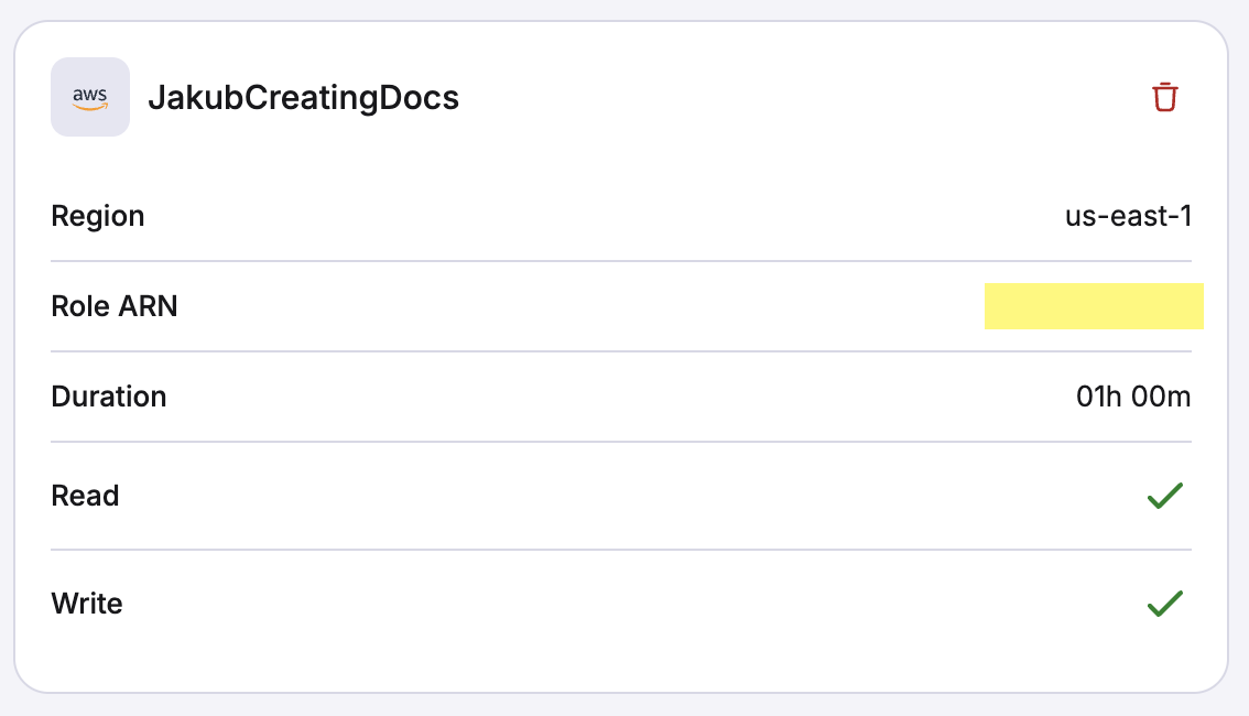 Spacelift UI: AWS integration attached