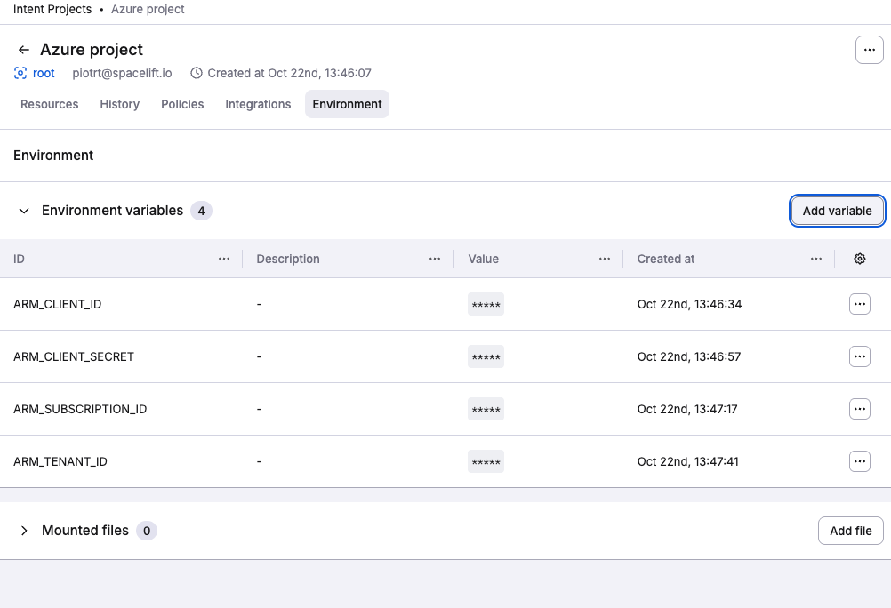 Azure environment setup