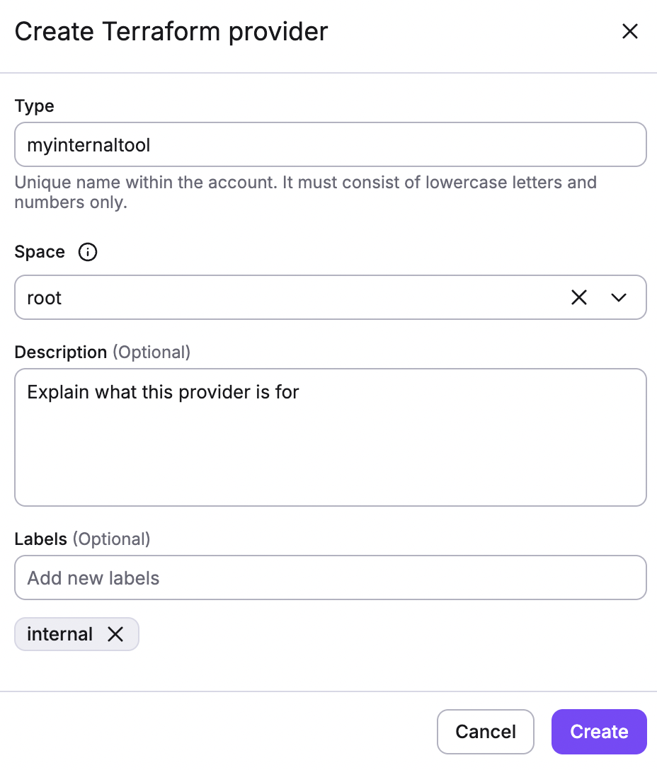 Fill in provider details