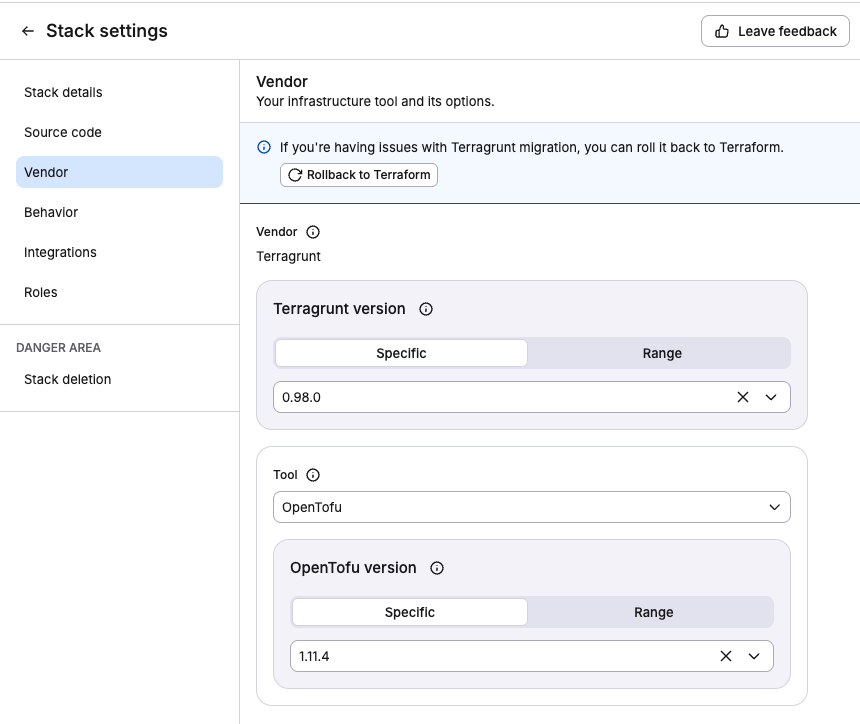 Rollback path option