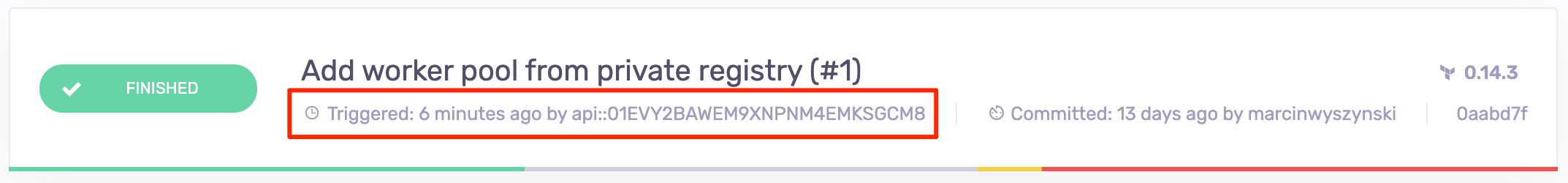 Run triggered by a machine user