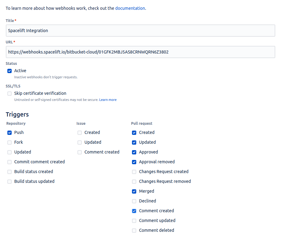 Webhooks configuration
