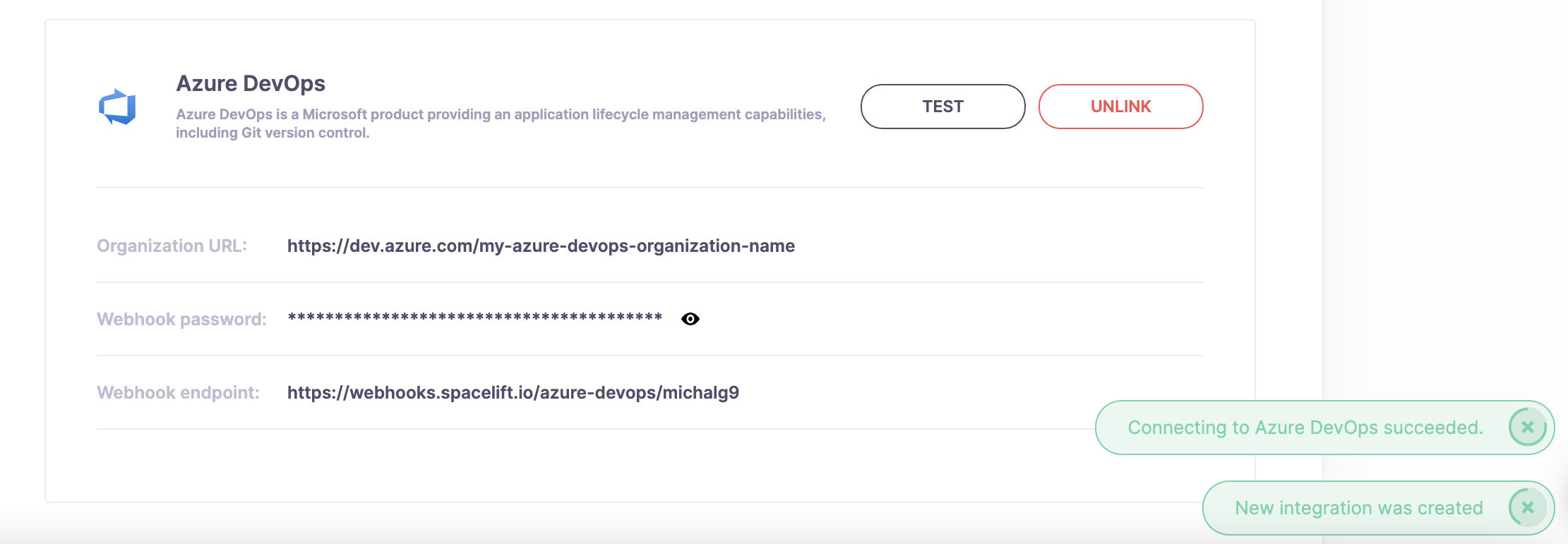 Configured Azure DevOps integration