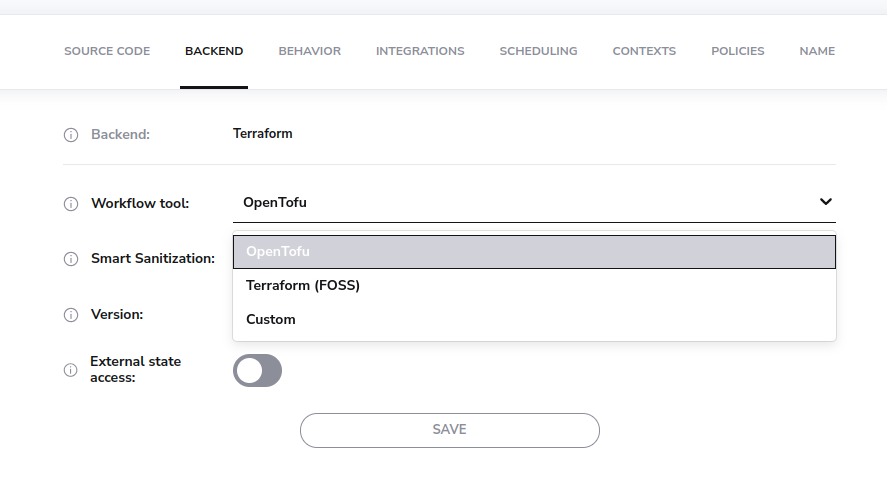 Workflow tool Stack setting